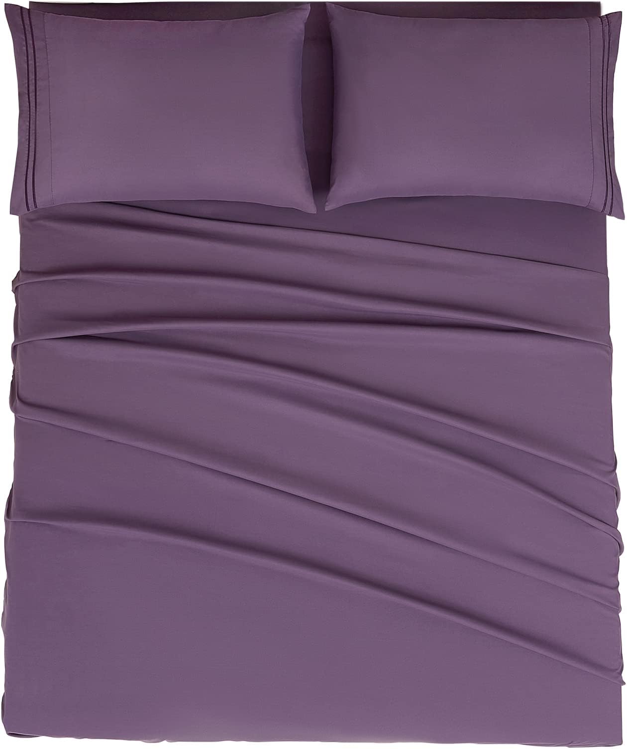 Mejoroom King Size Bed Sheet Set - Hotel Luxury 1800 Bedding Sheets & Pillowcases - 16" Deep Pocket Fitted Sheet, Soft, Breathable, Wrinkle & Fade Resistant - 4 Piece(King, Purple)