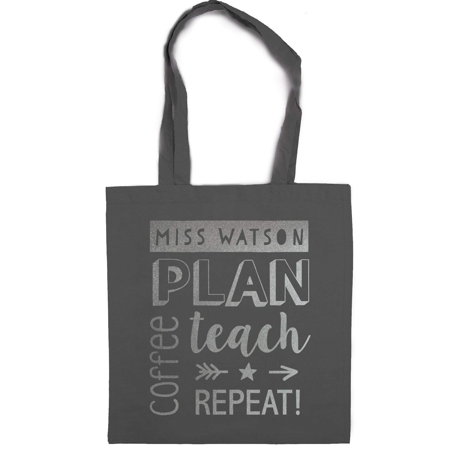Personalised coffee tote bag | Teacher gifts | Perfect for Christmas (Dark grey - Silver text)