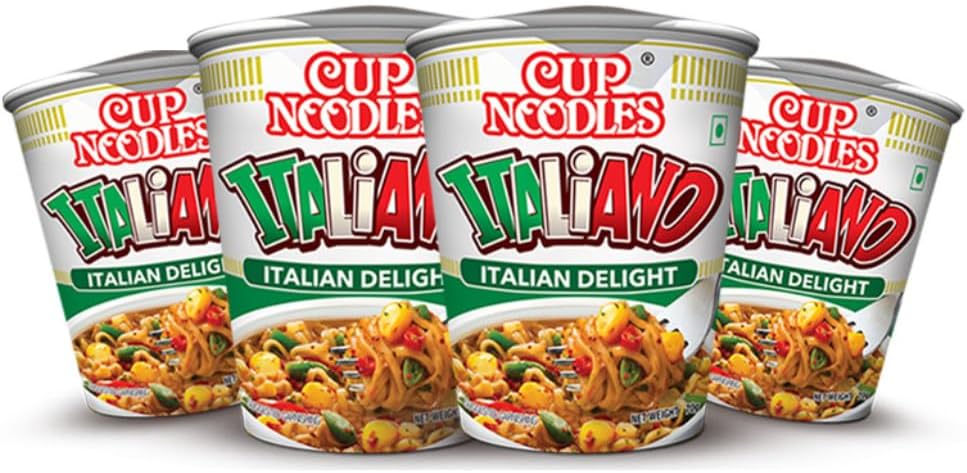 Nissin Cup Noodles Italiano | A Taste of Italy in Every Bite | Rich & Creamy Instant Noodles for Gourmet Lovers, 70 g (Pack of 4)
