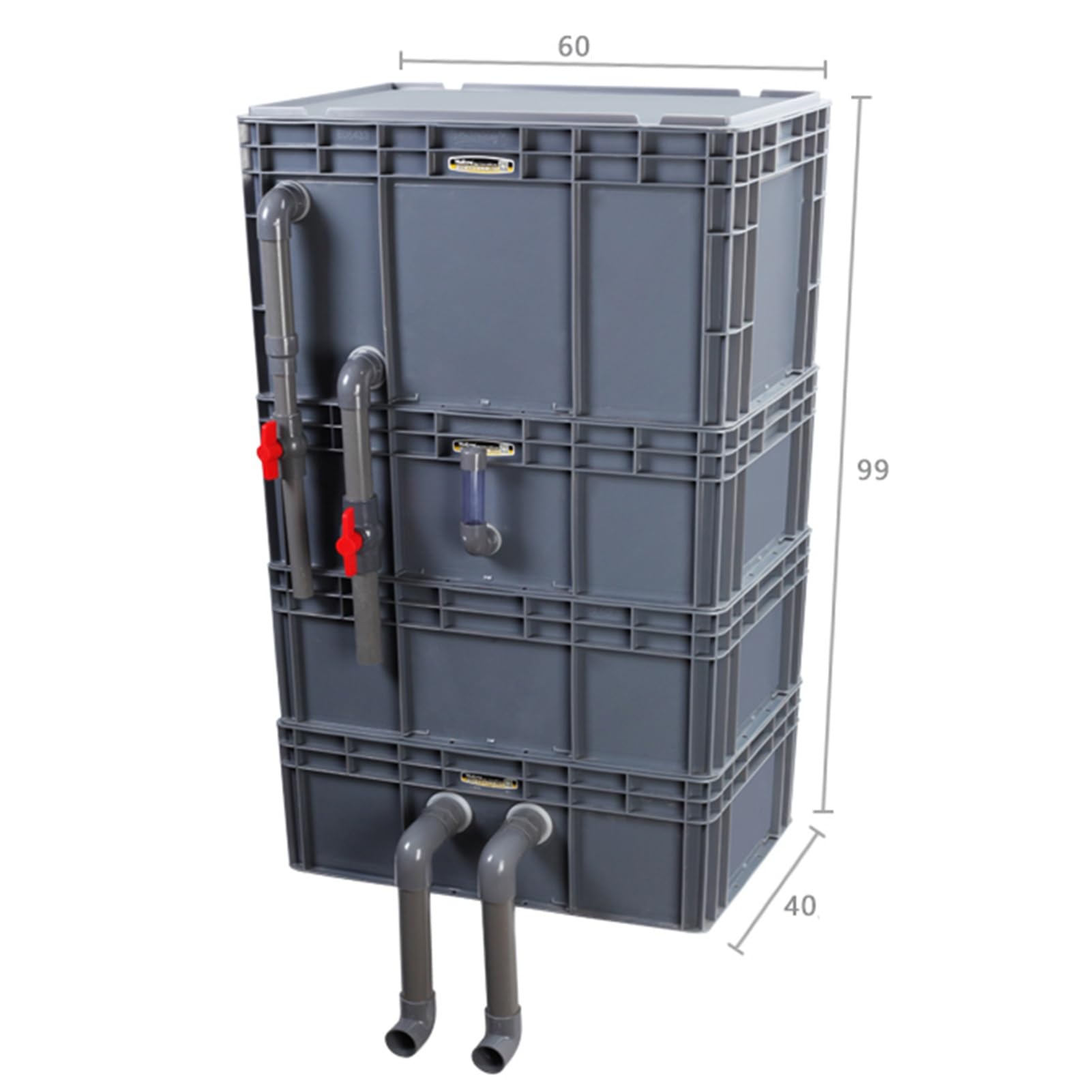 Caja de recambio de agua para filtros de acuario, Filtro de acuario 4 niveles, caja filtro ciclo agua externo, varios tamaños, sin bomba, medios(23.62x15.75x38.98in/60x40x99CM)