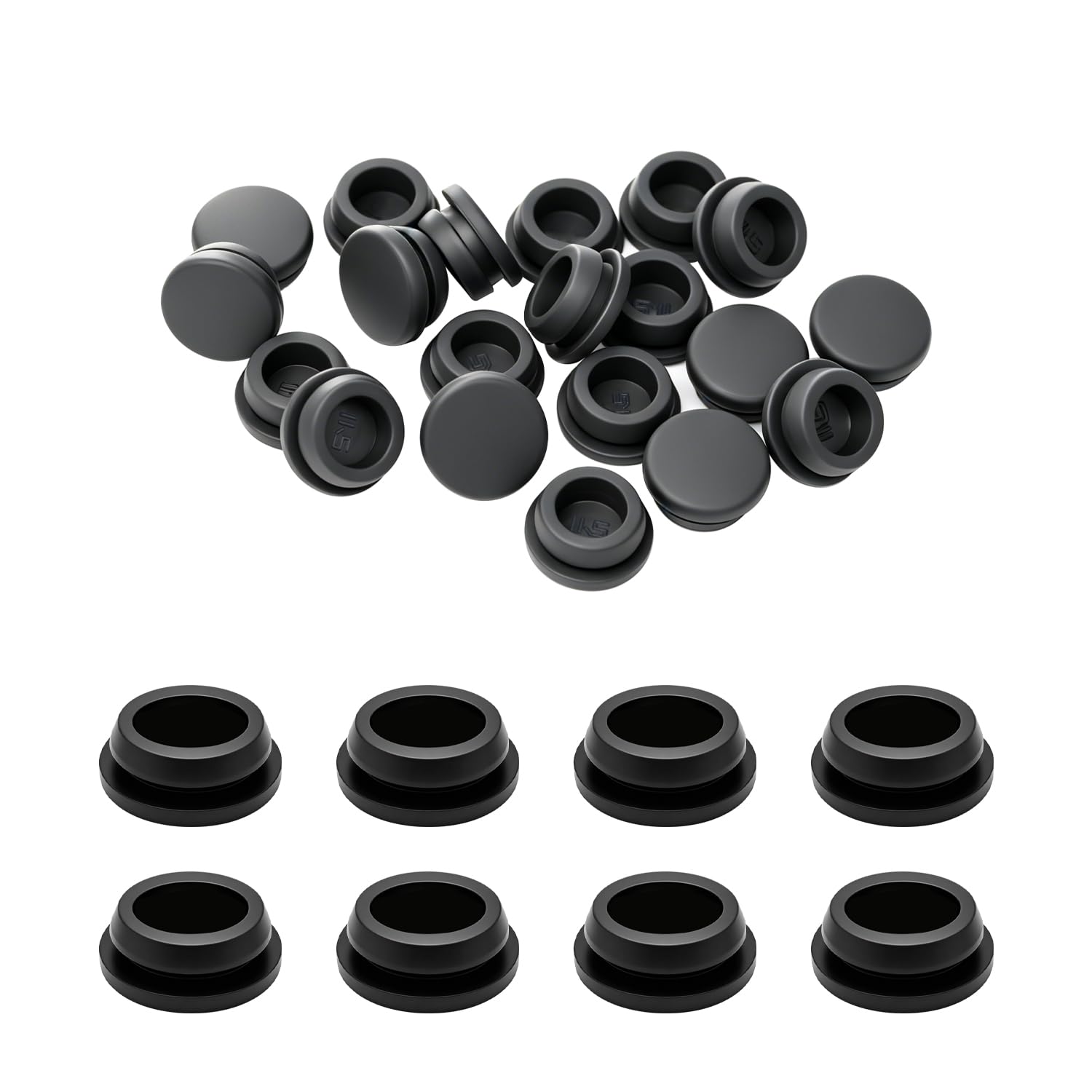 20PCS 7/16" Rubber Black Hole Plugs, 11.5mm Round Rubber Stoppers Plugs DD044-11.5B