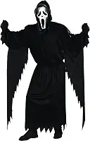 Fantasia adulta de fantasma de grito FunWorld, preta, tamanho único