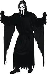 Fantasia adulta de fantasma de grito FunWorld, preta, tamanho único