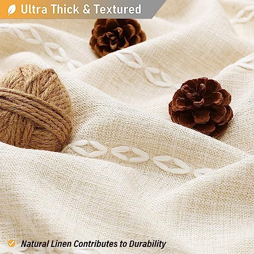 BTTN Boho Shower Stall Curtain - 36x72 Narrow Linen Ultra Thick Striped Tassel Fabric Shower Curtain Set with 6 Hooks, Half Modern Farmhouse Cottage Weighted Shower Curtains for Bathroom - Cream/Beige by BTTN - Image 2