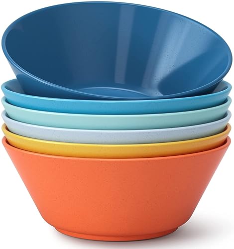 Miniatura 1 de Homestockplus 50 Oz Large Cereal Bowls Unbreakable Salad Bowl Set of 6 Sturdy and Stackable Serving Bowls Microwave Dishwasher Safe Colour Bowls Set