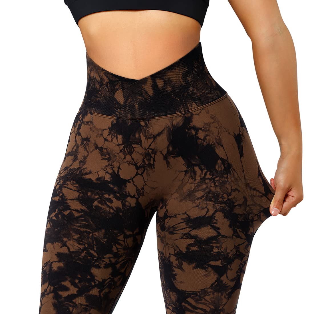 SUUKSESS Women Crossover Seamless Leggings Butt Lifting High Waisted Workout Yoga Pants