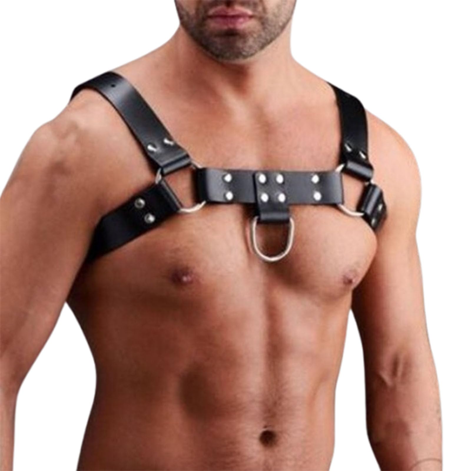 PIYAEIE BDSM Chest Harness for Men,Gay Fetish Gear, Adjustable PU Leather Bondage Strap for Pup Play,Muscle Show, Punk Gothic Clubwear, Unisex for Men Couples