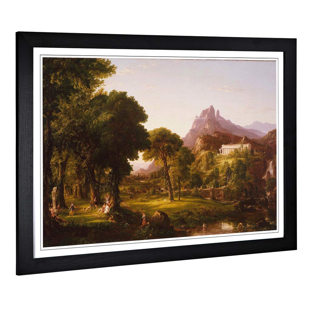 Big Box Art Framed Print of Thomas Cole Dream of Arcadia Design | Wall Art Picture | Home Decor for Kitchen, Living, Dining Room, Bedroom, Hallway, Office, Black, A2 / 24.5x18 Inch / 62x45cm