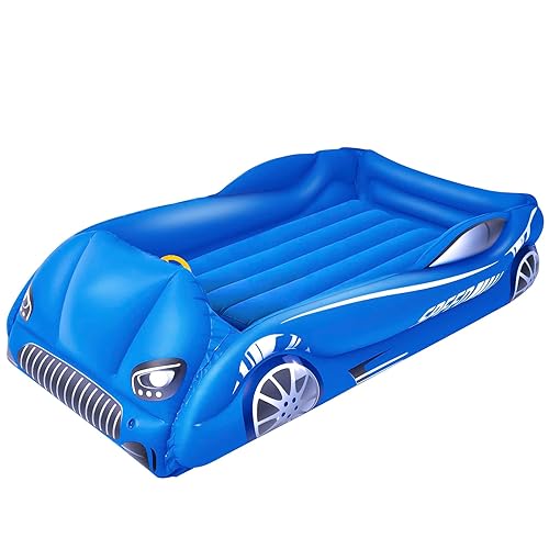 RAPTAVIS Colchón de aire para niños, cama inflable de viaje para niños con lados, colchoneta para dormir, color azul