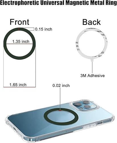 Miniatura 3 de 4 anillos de metal universales con cargador inalámbrico magnético, para cargador compatible con MagSafe en iPhone 141312 ProMaxMini y Samsung Galaxy