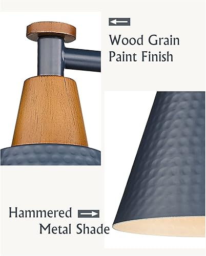 Miniatura 7 de FEMILA 4FG59B-3W - Lámpara de tocador de baño, moderna lámpara de baño de 3 luces con acabado de pantalla de metal martillado, lámpara de pared azul