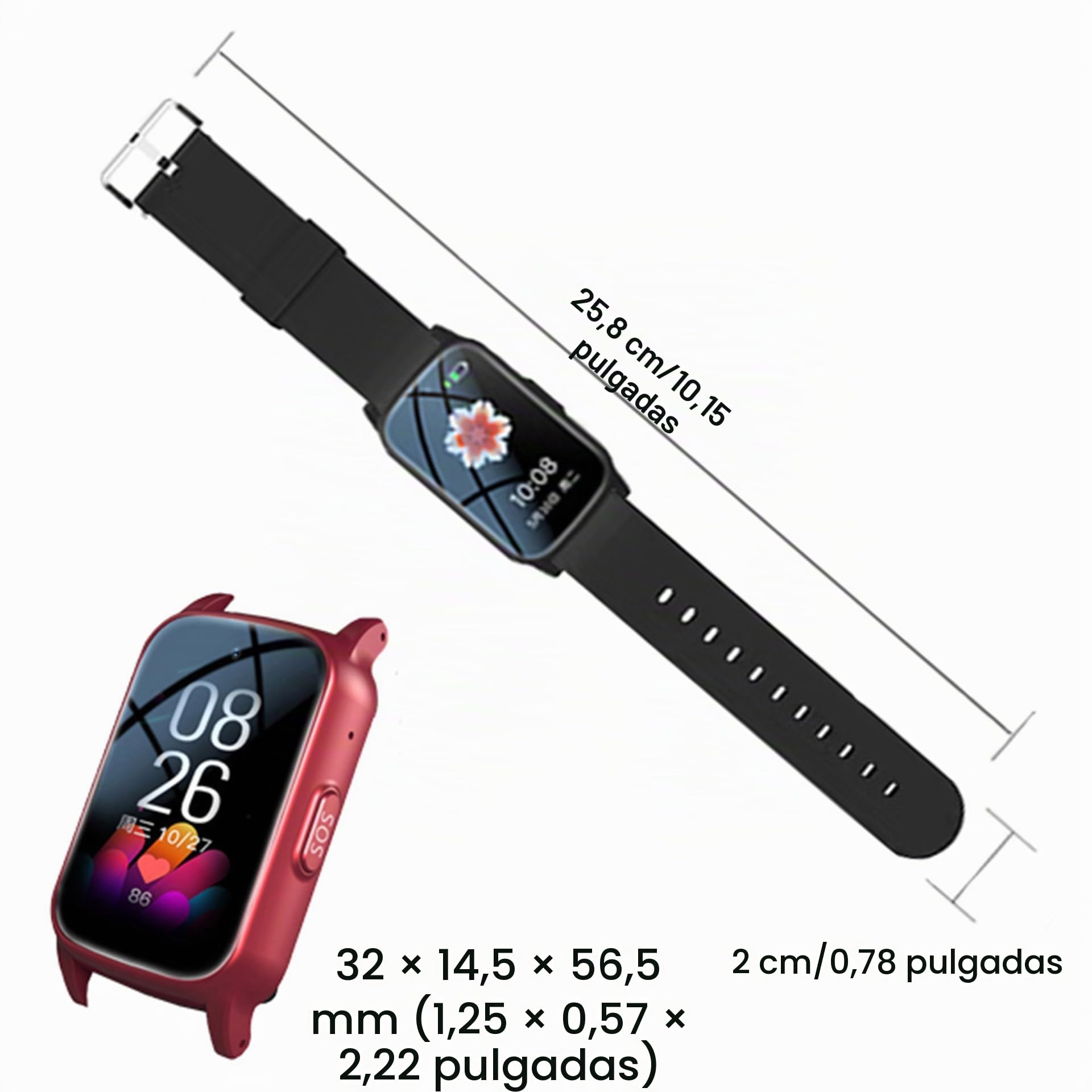 Reloj Localizador Personas Mayores, Reloj Detector Caidas Ancianos, Reloj GPS con Botón De Emergencia SOS, Llamada De Voz HD Y Resistente Al Agua, Reloj Sos para Personas Mayores,Black