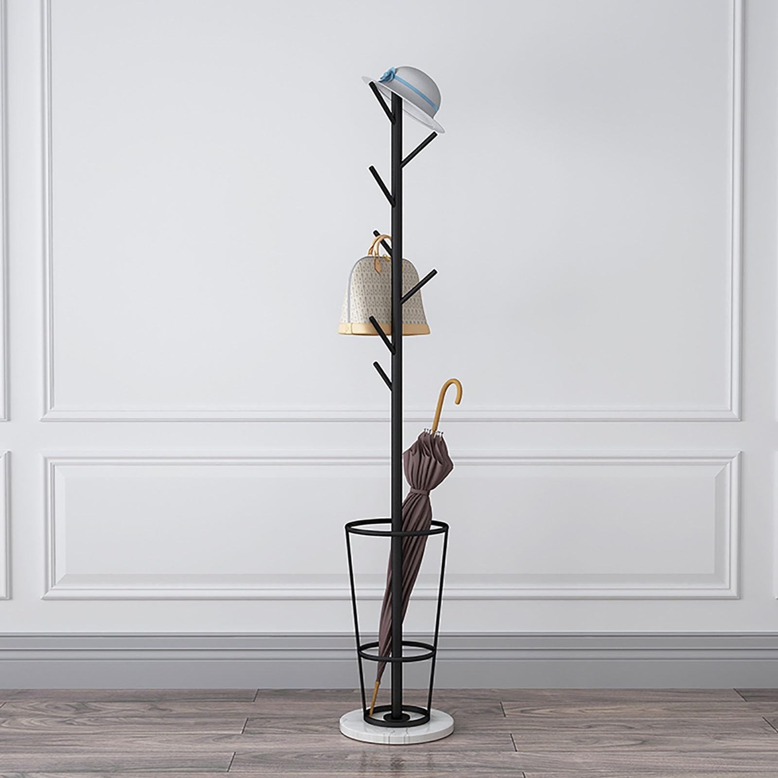 Porte-parapluie d'intérieur design bicolore avec socle en marbre premium