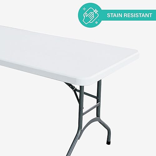 Miniatura 9 de Mesa de banquete multiusos, ligera, plegable, duradera, con base segura para eventos en interiores y exteriores, 6 pies, color blanco