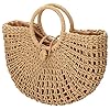 Straw-Bags-for-WomenHand-woven-Straw-Top-handle-Bag-with-Round-Ring-Handle-Summer-Beach-Rattan-Tote-Handbag YYW Straw Bags for Women,Hand-woven Straw Top-handle Bag with Round Ring Handle Summer Beach Rattan Tote Handbag (Khaki) One Size