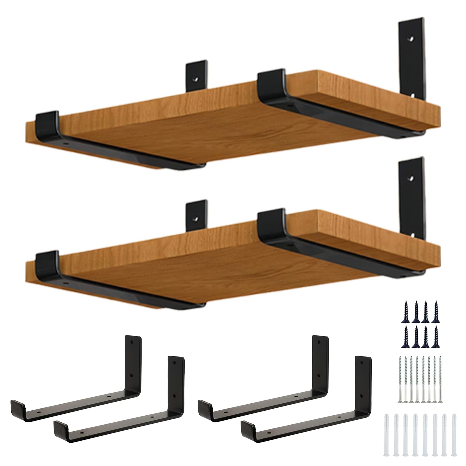 Support étagère u métal noir pour créer des étagères flottantes diy rustiques