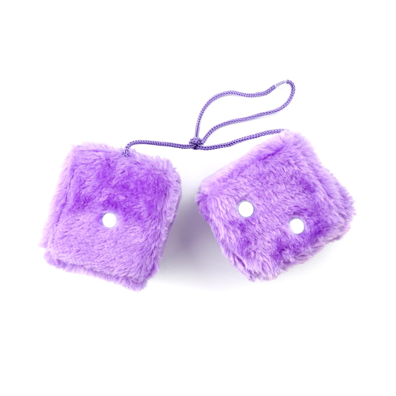 Luckious Fluffy Dice for Car - Car Hanging Furry Dice Pair of Retro Square Car Pendant with Dots for Car Interior Ornament Decoration, Car Mirror Hanging Accessories (Red/Purple)