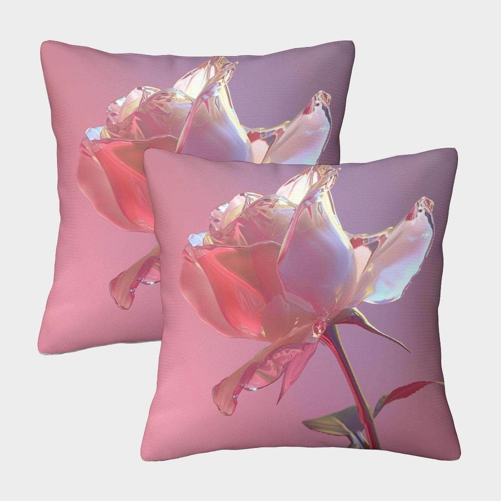 UENDOKRNN Flower Pillow Cases Set of 2 Soft with Invisible Zipper Pink Rose Cushion Covers,Pillow Covers Decorations of Life for Sofa, Outdoor Garden, Bed, Couch,Car 40x40cm