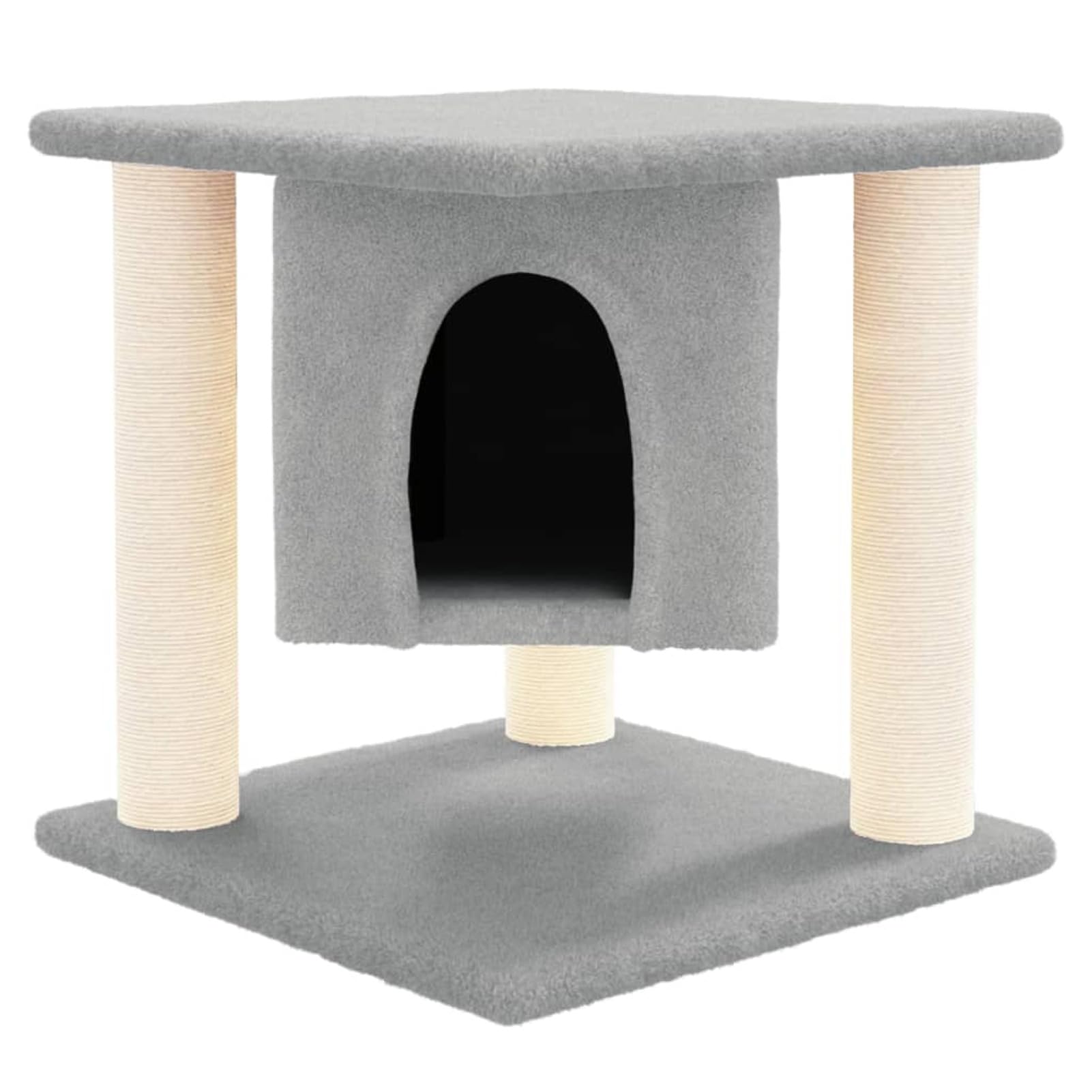 ZEYUAN Rascador para Gatos con Postes de sisal, Rascador Gato, Arbol Rascador para Gatos, Gatos Accesorios, Torre Gatos, Arranhador para Gatos, Casa para Gatos, Gris Claro 37 cm