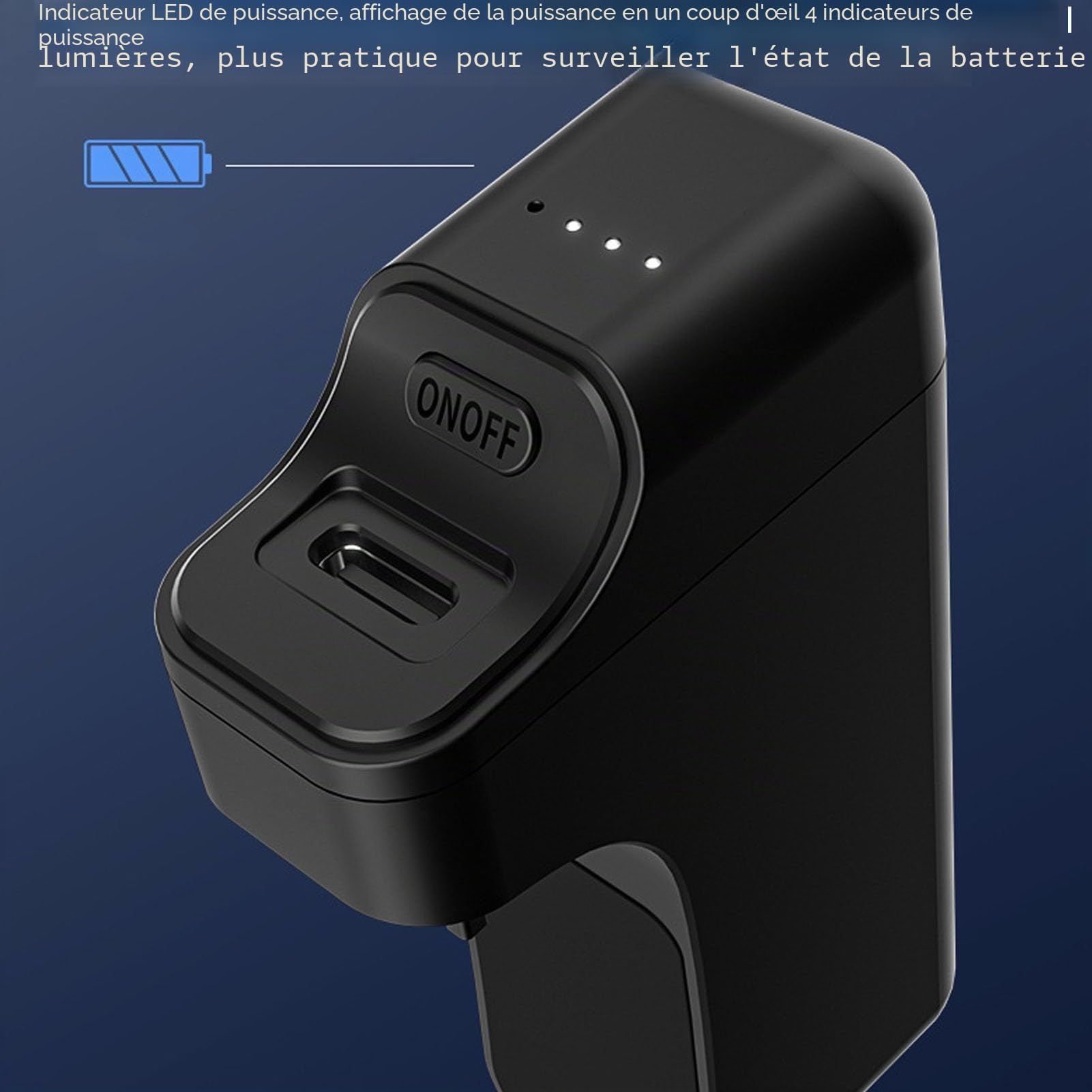 Batterie 3500 MAh pour Manette, Chargeur de Batterie Rechargeable Portable pour Poignée avec Indicateur LED, Câble de Charge USB Type C