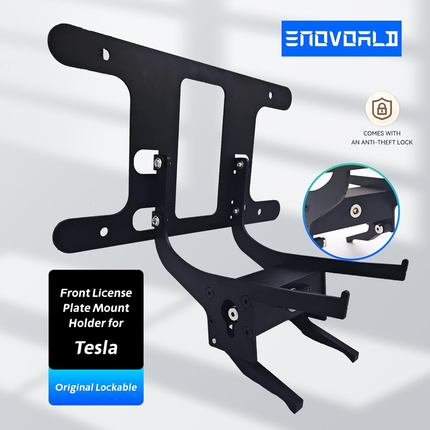 License Plate Frames for Tesla Model 3 2024 Front License Plate Holder with Anti-Theft Protection, No Drill Required, Black License Plate Frame Protector - Model 3 2024 Highland