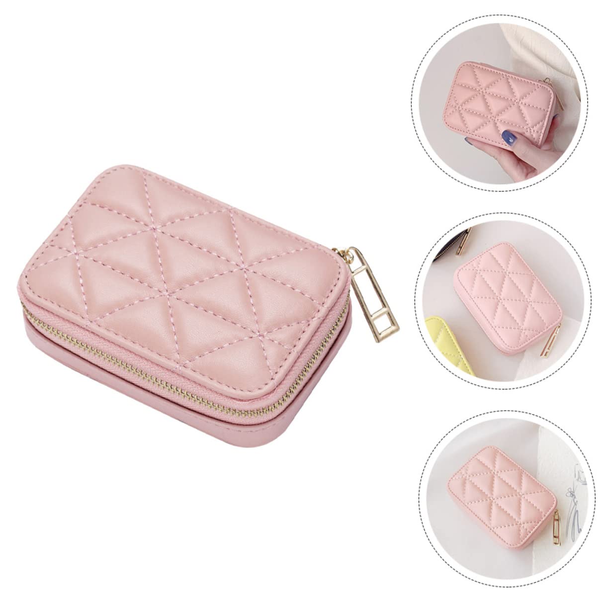 FRCOLOR 3stücke Kleine Kosmetiktasche Mit Spiegel Tragbarer Lippenstift-Organizer Für Make-up Elegantes Design Aufbewahrung Für Lippenstifte Für Damen Und Mädchen Geschenkidee Für