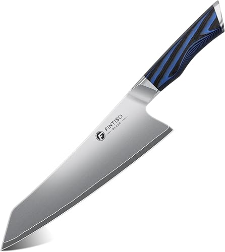 FINTISO Cuchillo de chef de 8 pulgadas, cuchillo de cocina de alta gama con mango G10, ultra afilado de 5 capas 10Cr15CoMoV, cuchillo de cocina
