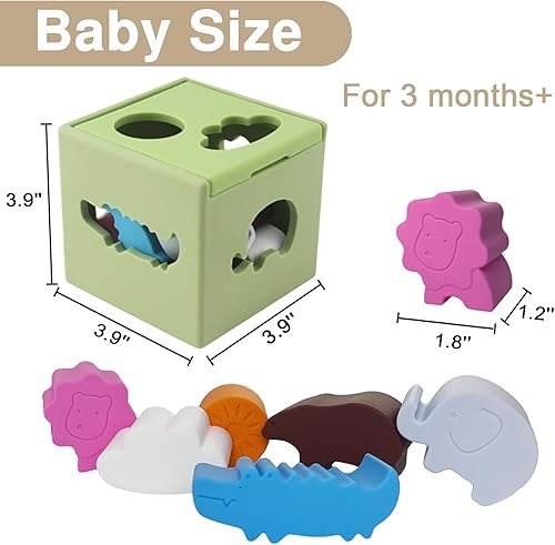 Miniatura 2 de Juguetes clasificadores de formas de silicona, animales coloridos, sol, nube, juguetes de dentición para bebé, sin BPA, no tóxico, juguete para