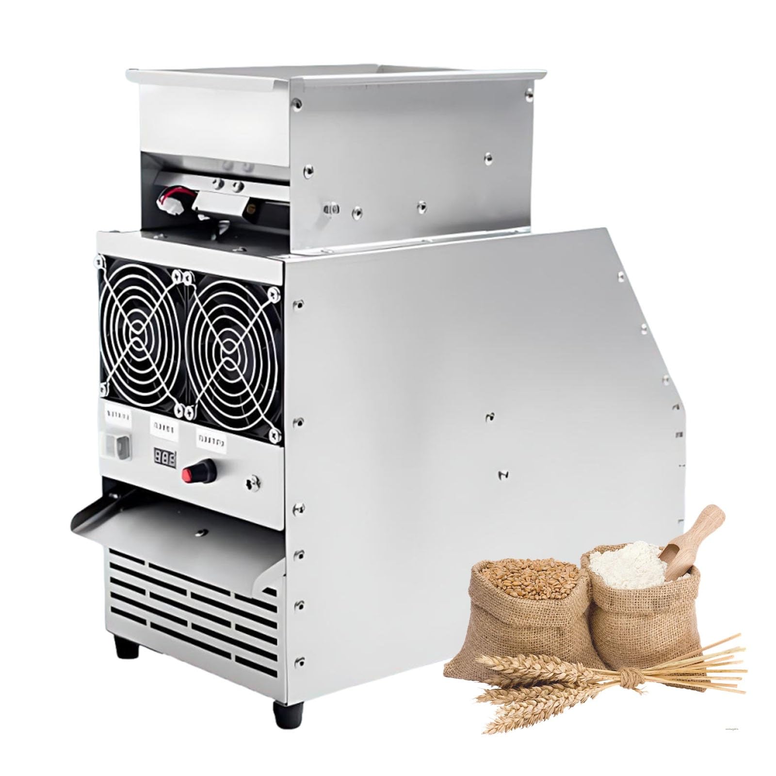 Winnower elettrico per cereali, separatore di conchiglie di semi di uccello con alimentazione regolabile, strumento portatile per rimuovere la pula per canarini, in acciaio inox