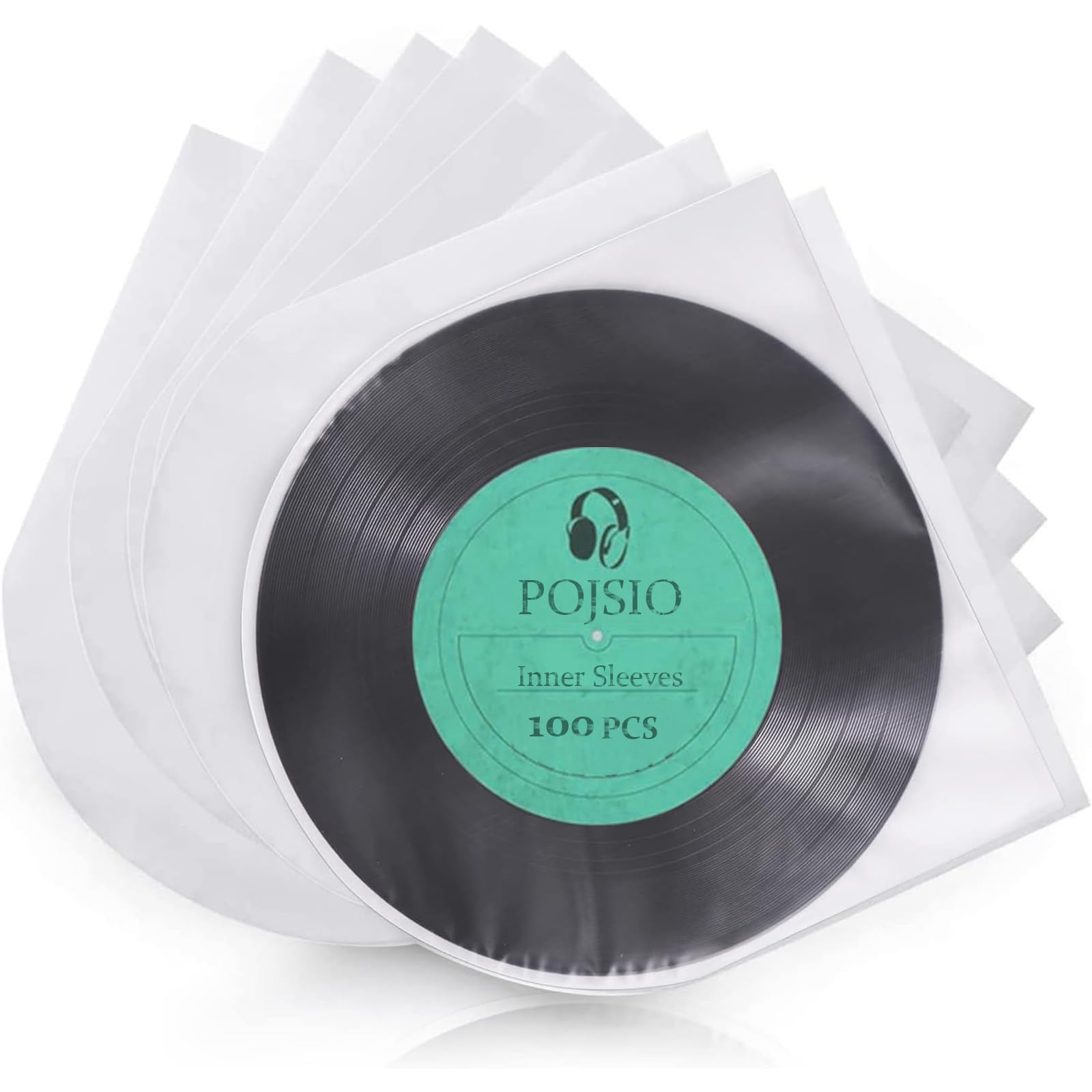 POJSIO 12 Zoll Antistatisch Schallplatten Innenhüllen | 100 Stück Vinyl LP Hüllen Innen aus pe | Plattenhüllen Transparent | 12" Optimaler Vinyl LP Schallplatten Schutzhüllen, Vinyls Sleeves
