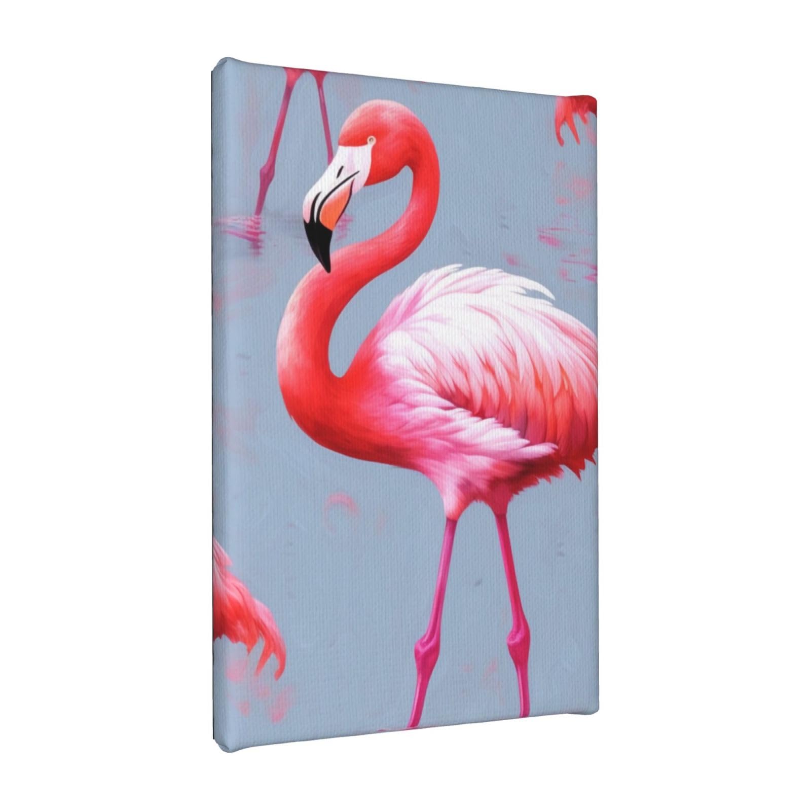 YKLJG flamingo Printed Wall Art Canvas Painting 20x30 CM Wooden Framed Picture Painting Artwork Prints for Bedroom Kitchen Home Office Decor