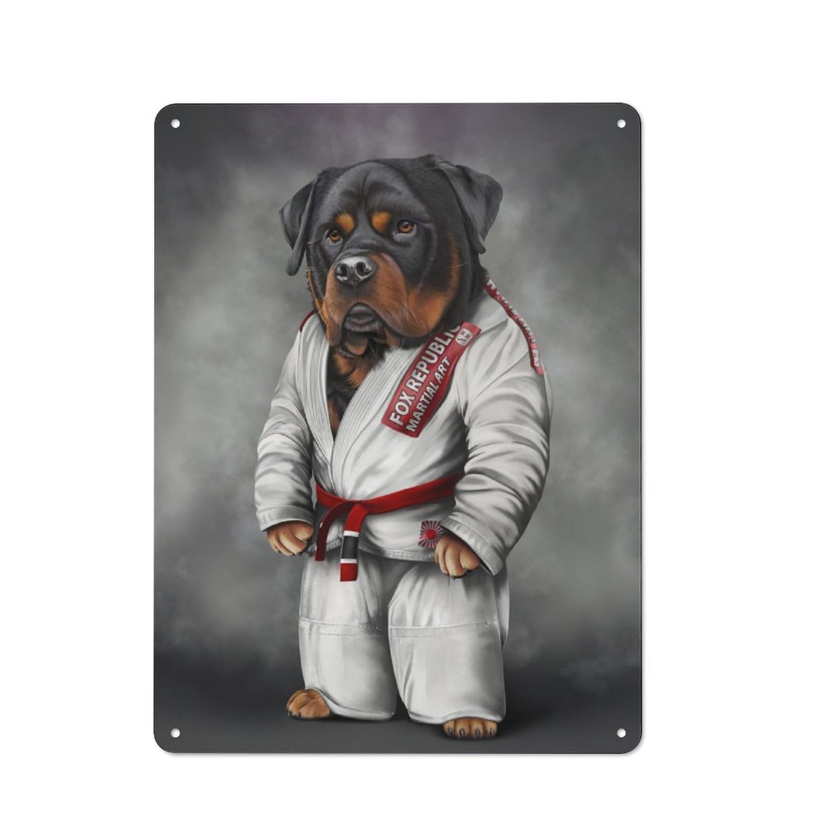 Junmoney Rottweiler Martial Artist Vintage Tin Wall Plaque 40X30cm For Workshop Wall, A Decorative Christmas Gift For Makers And Diy Enthusiasts