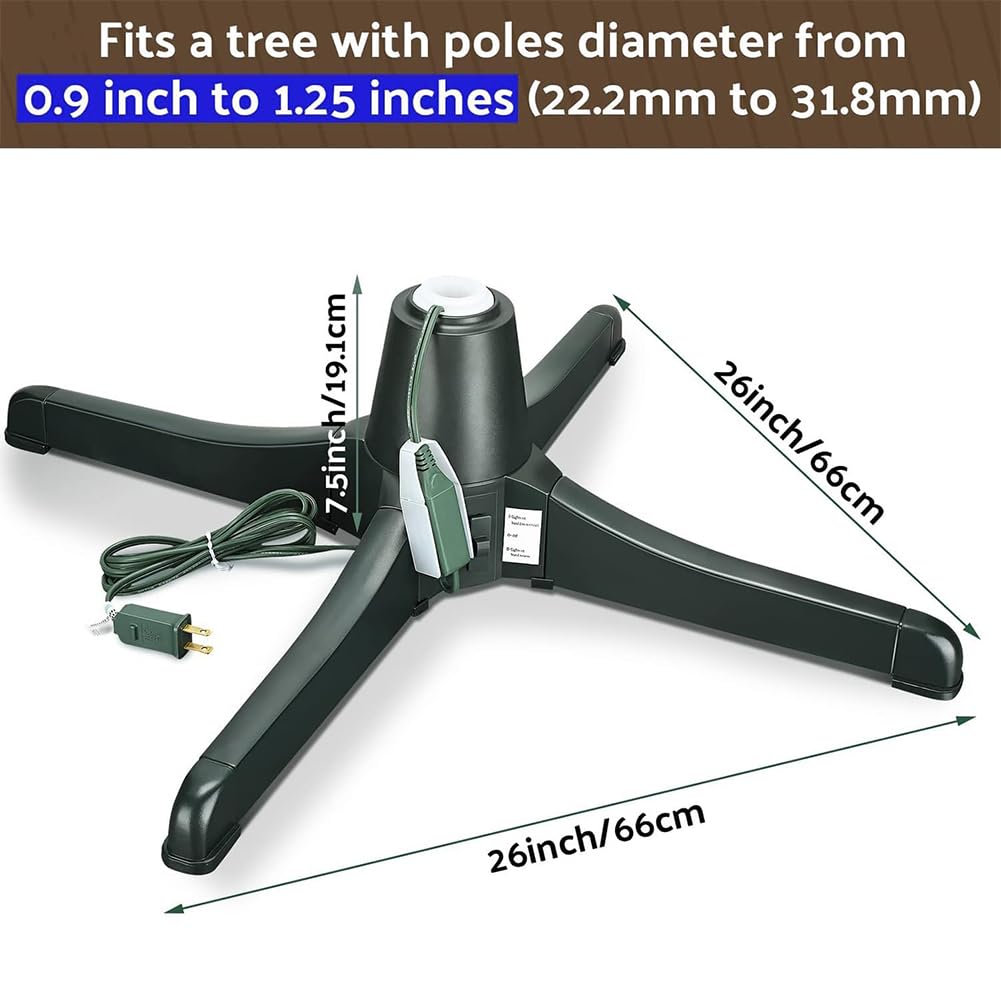 Soporte eléctrico para árbol de Navidad, base giratoria de 360° para árboles de hasta 7.5 pies y 80 libras, soporte ajustable para árbol de Navidad artificial para decoración de árbol de Navidad