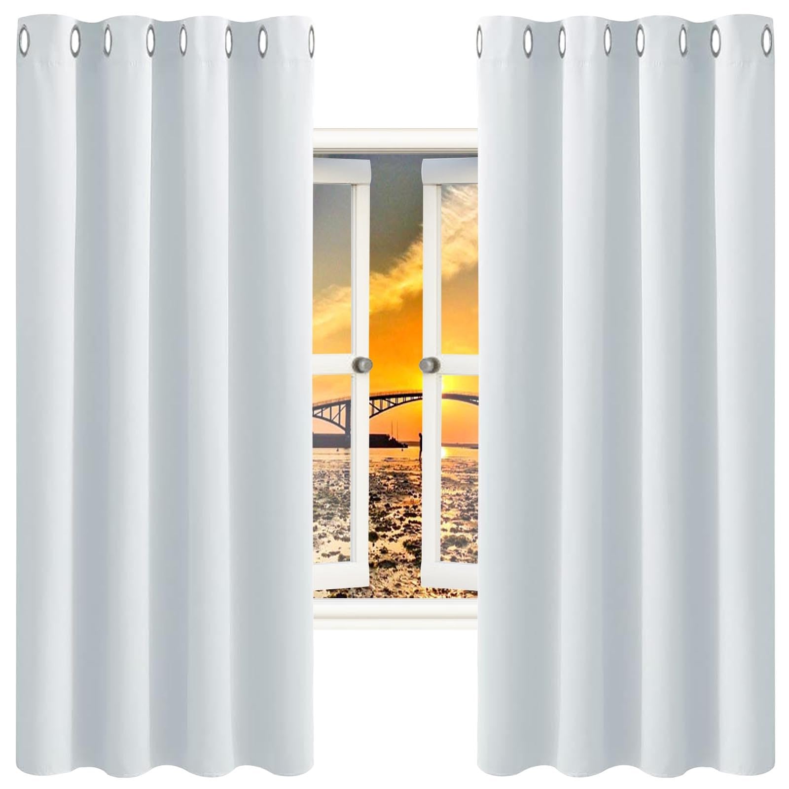 GAIFNAG Dim Out Eyelet Curtains 250 x 150 cm Thermal Insulated & Noise Reducing, Facile da Installare Voile Curtain with Eyelet for Bedroom and Living Room, White — image 1