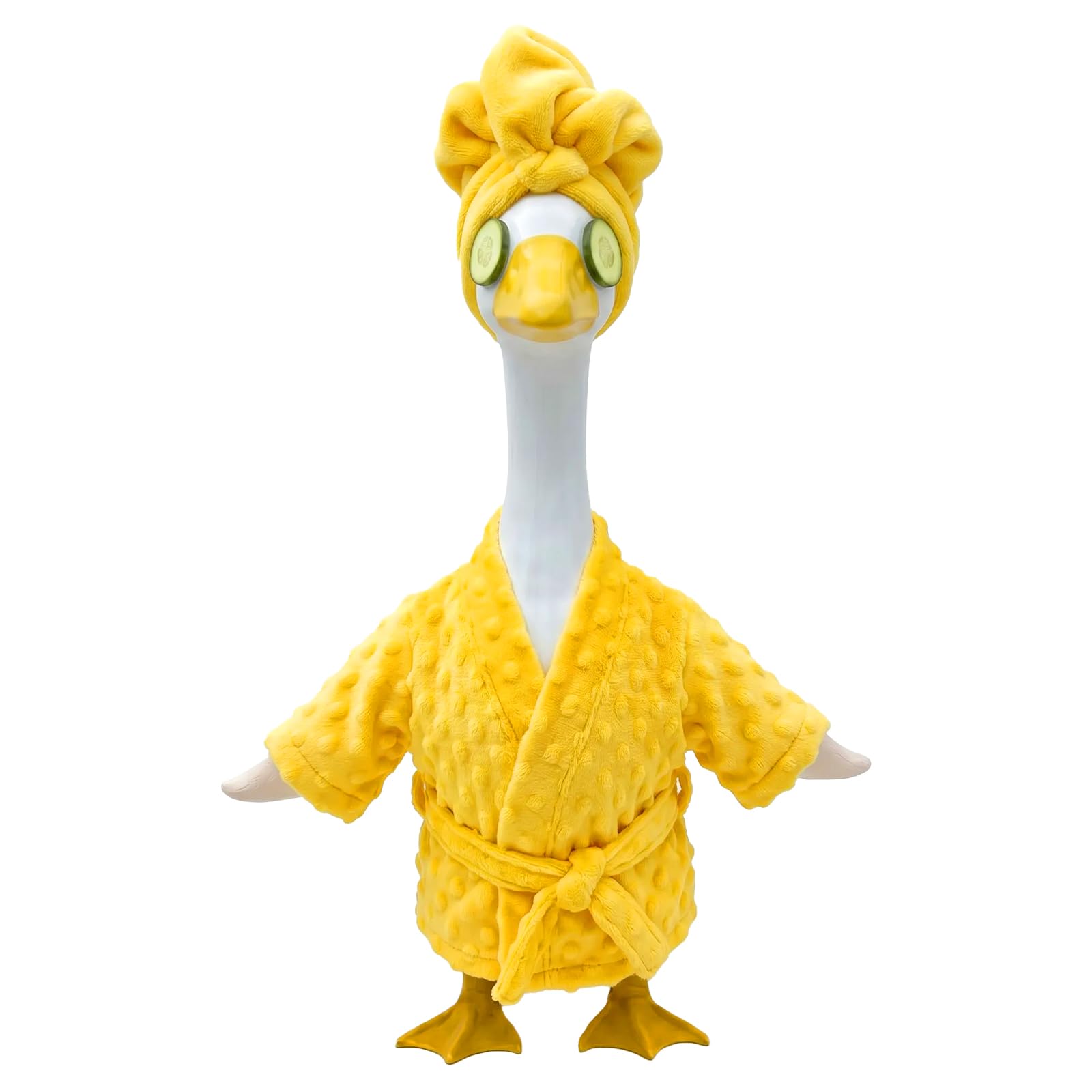 NZWBSHSSP 23 Inch Lawn Goose Outfits Set -Lady Porch Goose Clothes with Headpiece, Cute Outdoor Garden Statue Costume Decor(Yellow)