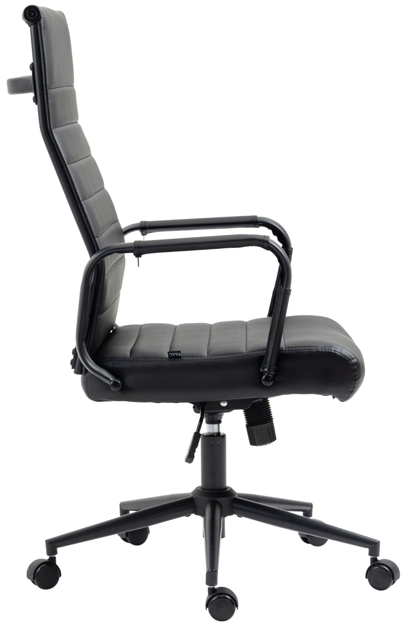 CLP Silla De Oficina Kolumbus En Simil Cuero & Base De Metal con Ruedas I Silla De Escritorio Ergonómica & Regulable En Altura Color:Negro/Negro