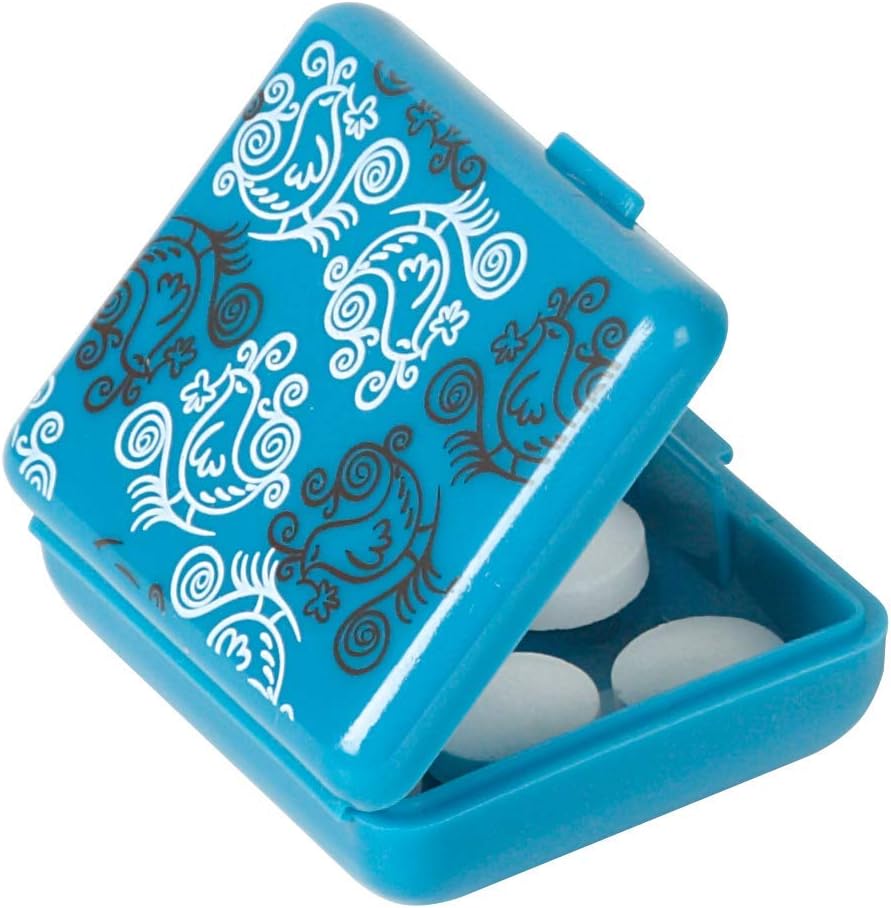 EZY DOSE Pockettes Floral Pill Containers, Daily Pill and Vitamin Container, Display Unit, Assorted Colors (Blue, Yellow, Brown, Red), Portable and Secure Storage, Travel Sized, BPA Free, Pack of 24