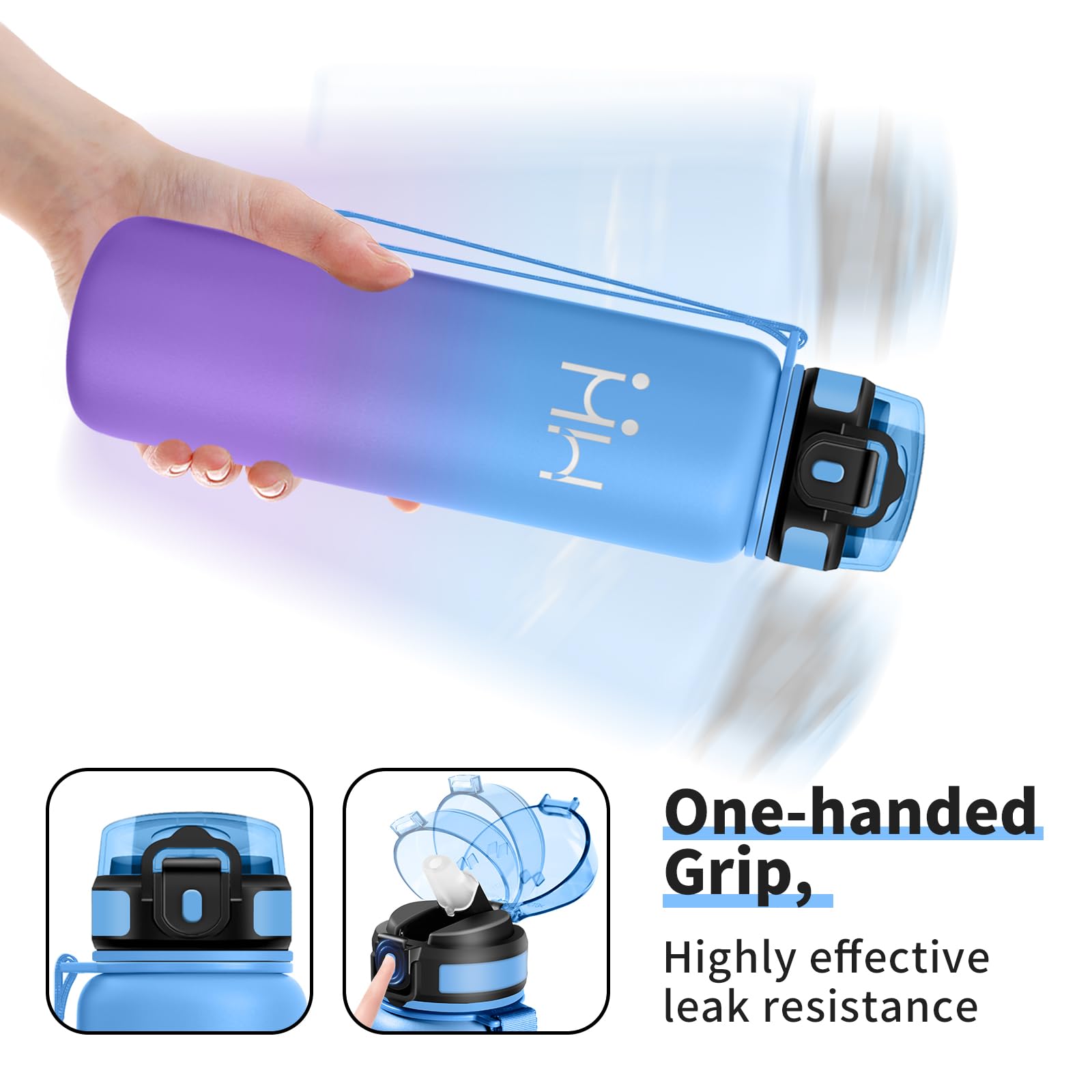JAPORIA Gourde avec Paille 1l, Bouteille Isotherme Inox, Double Paroi Isolante, Anti-Fuite, sans BPA, Réutilisable, Bouteille D'eau pour Bureau, Camping, Activités de Plein Air - 5