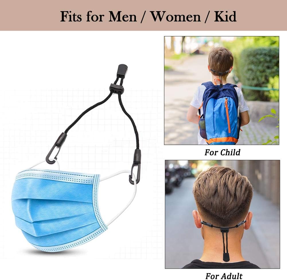 LITMIND Face Mask Extender Strap, Adjustable Mask Lanyard for Kids Adult, Mask Extension Hook, Anti-Pressure Ear Protector Holder - Pack of 5