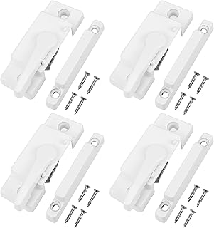 Window Sash Locks, 4 Pack Window Latches Replacement Sash Locks White Screw Hole Spacing 14mm/0.5in Fits Vinyl Single or Double and Vertical or Horizontal Sliding Windows for Anti-Theft