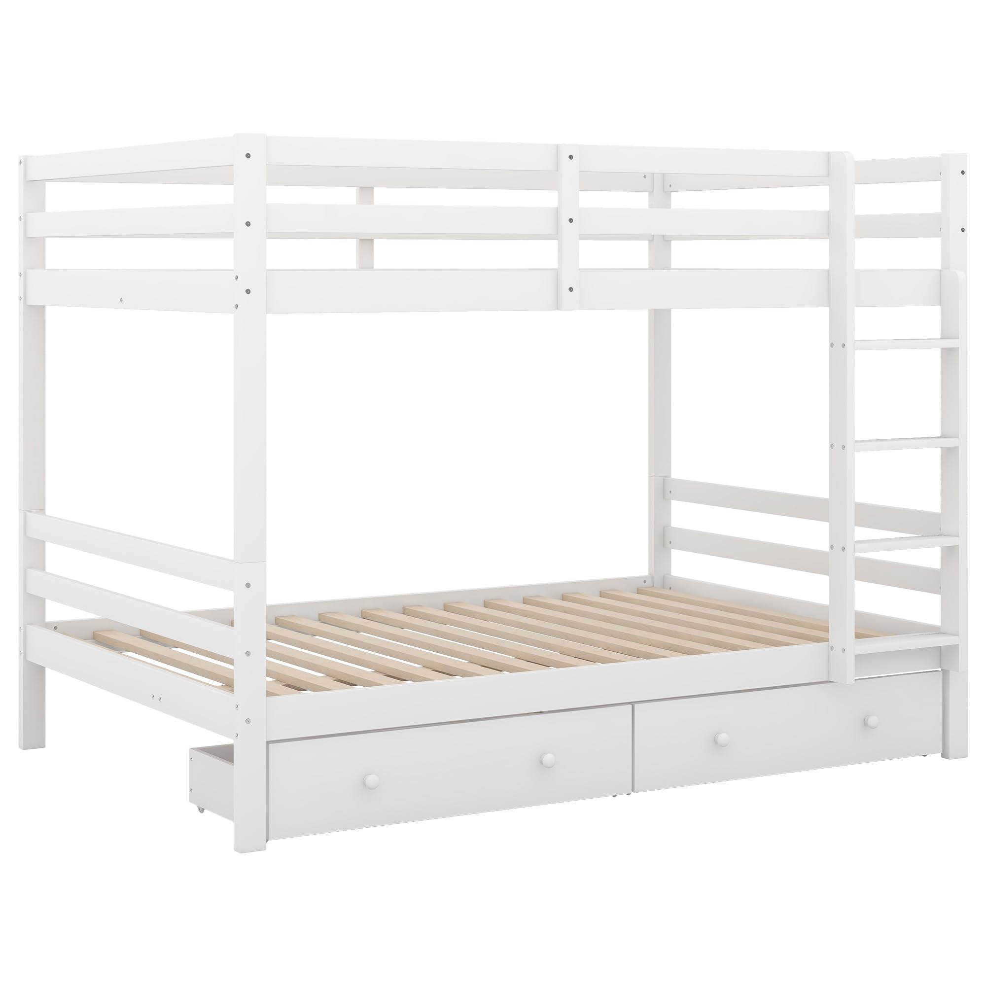 Moimhear Litera de 140 x 200 cm, con cajones, espacio de almacenamiento, barandilla alta