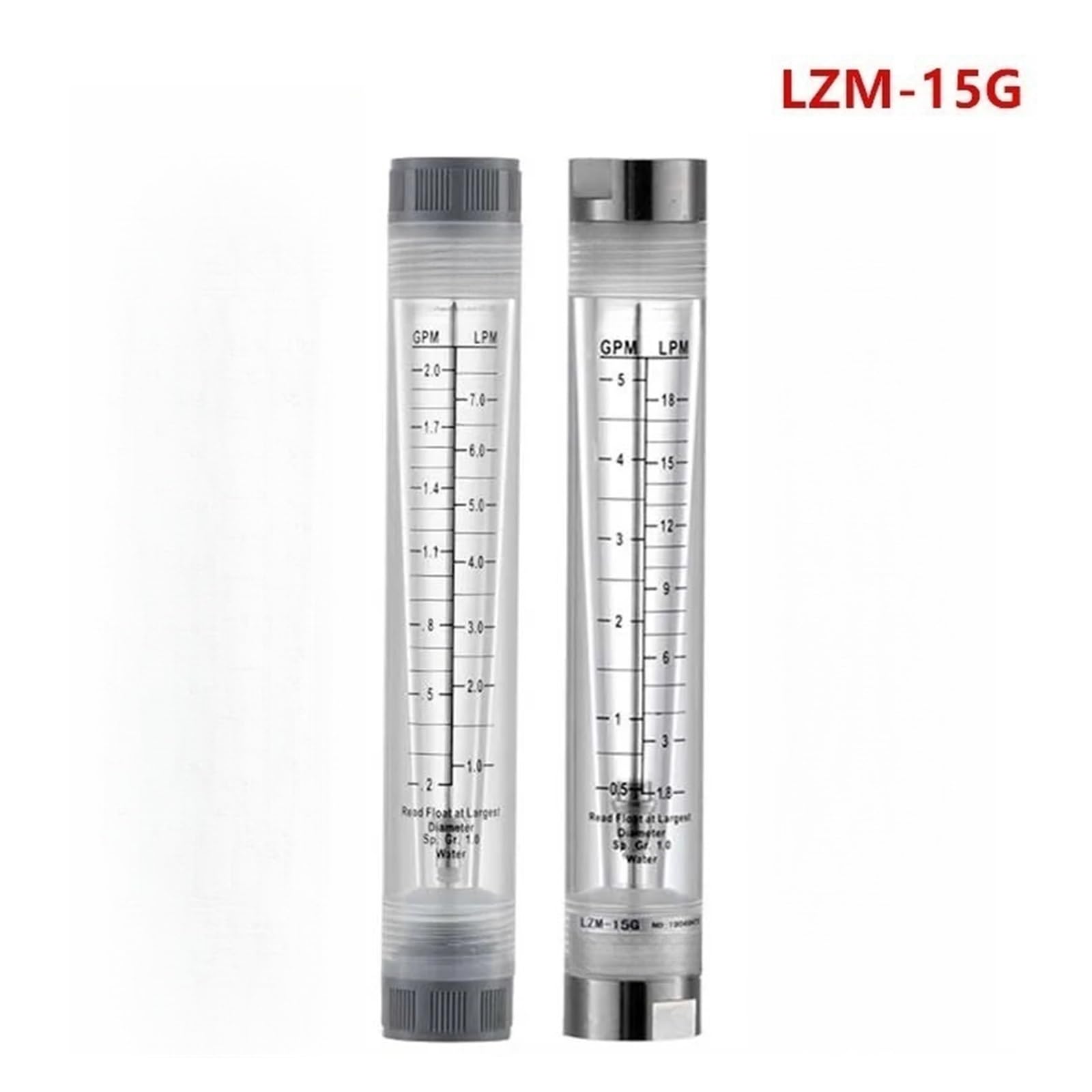 Medidor de caudal de líquido con Interfaz de Junta de plástico y Acero Inoxidable 304 LZM-15G, rotámetro de caudal de Aire Tipo Tubo de Agua(1-7LPM Liquid,Sus 304)