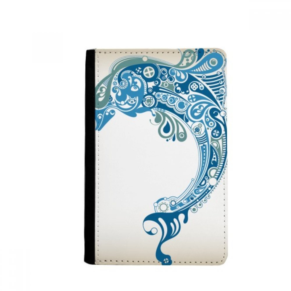 Blue Ocean Dolphin Illustrate Passport Holder Notecase Burse Wallet Cover Card Purse