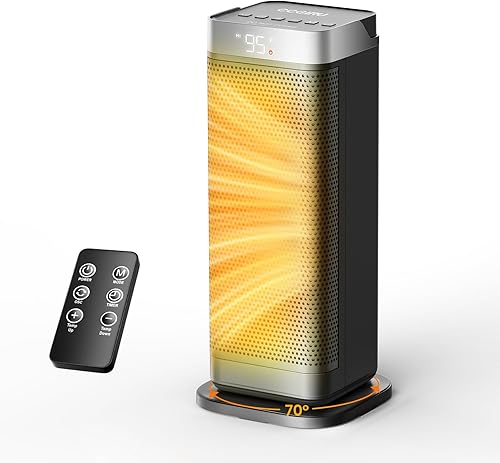 Calentadores de espacio para uso en interiores, calentadores eléctricos rápidos y de seguridad de 1500 W con oscilación de 70, control remoto,