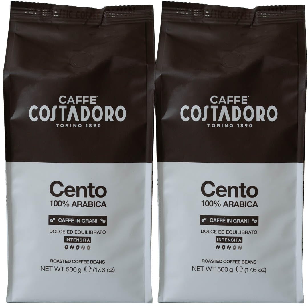 Costadoro Café en Grano, Calidad Made in Italy (Cento, 100% Arábica, 1 kg, 2 Envases de 500 g)