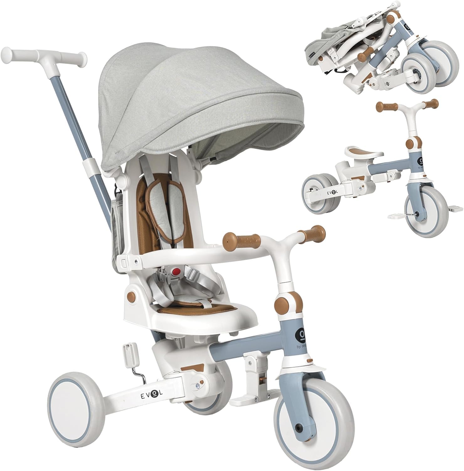 Olmitos - Triciclo Evolutivo de Bebé 5 en 1 - Bicicleta Niños Desde 1 Año hasta 25 Kg - De Triciclo a Bicicleta con o sin Pedales – Adaptable y transformable (Evol, Gris) — view 9
