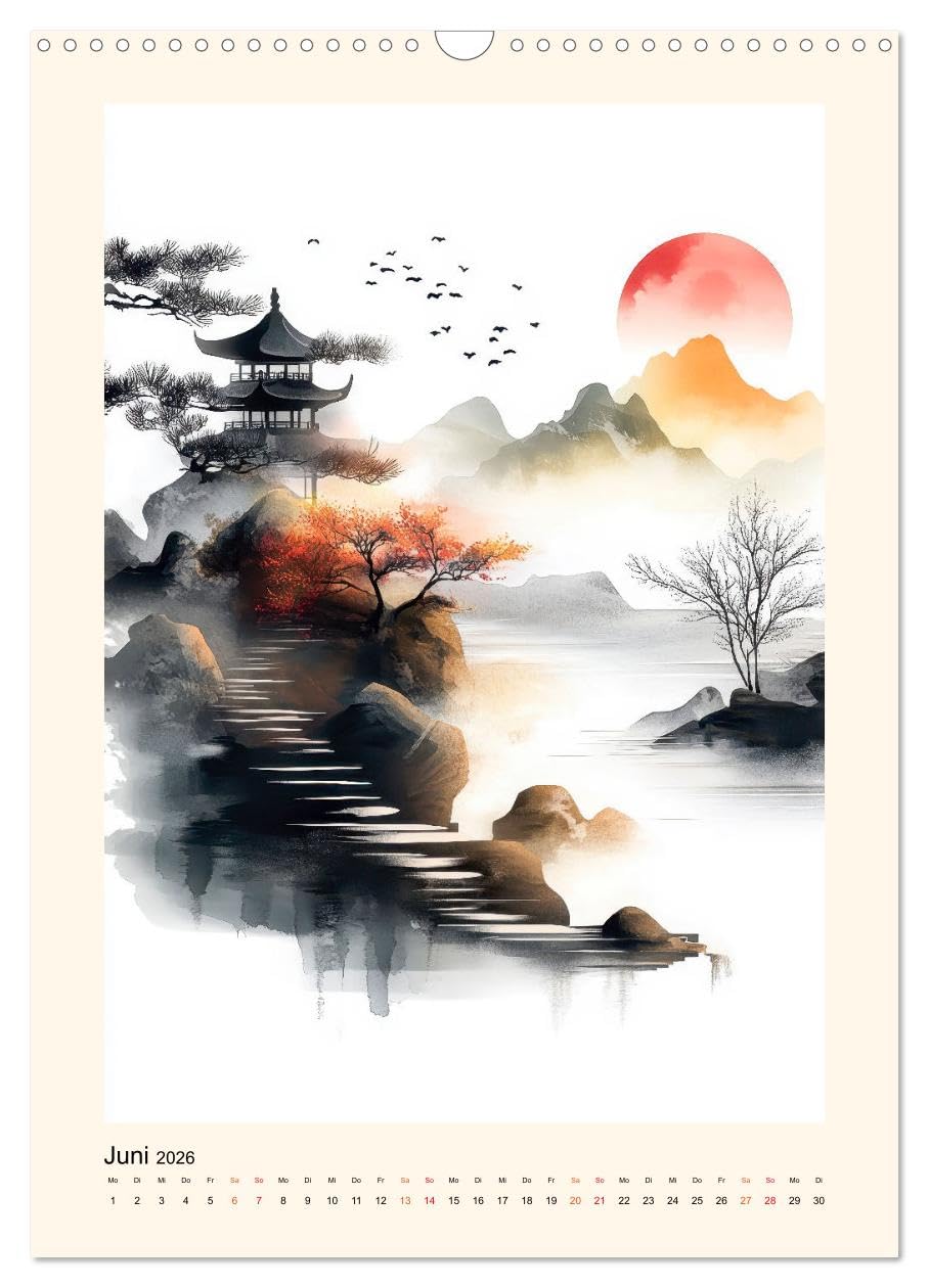 Japan - Momente der Stille (Wandkalender 2026 DIN A3 hoch), CALVENDO Monatskalender: Meisterwerke der japanischen Malerei und Kunst. (CALVENDO Kunst)