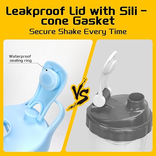 Miniatura 3 de Botella mezcladora de proteínas, taza de proteína a prueba de fugas para gimnasio, fitness y suplementos (1 paquete, azul)