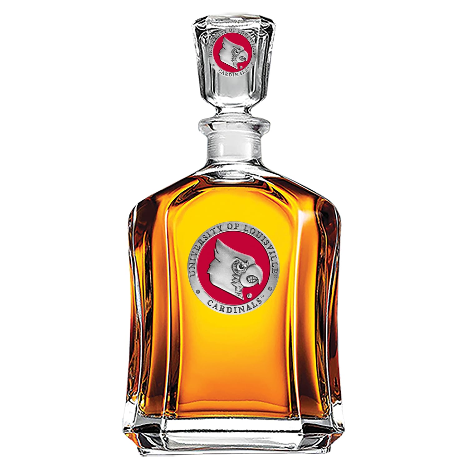 Heritage Pewter Louisville Capitol Decanter | 24 OZ Whiskey Decanter for Liquor with Airtight Stopper | Expertly Crafted Pewter Glass Clear