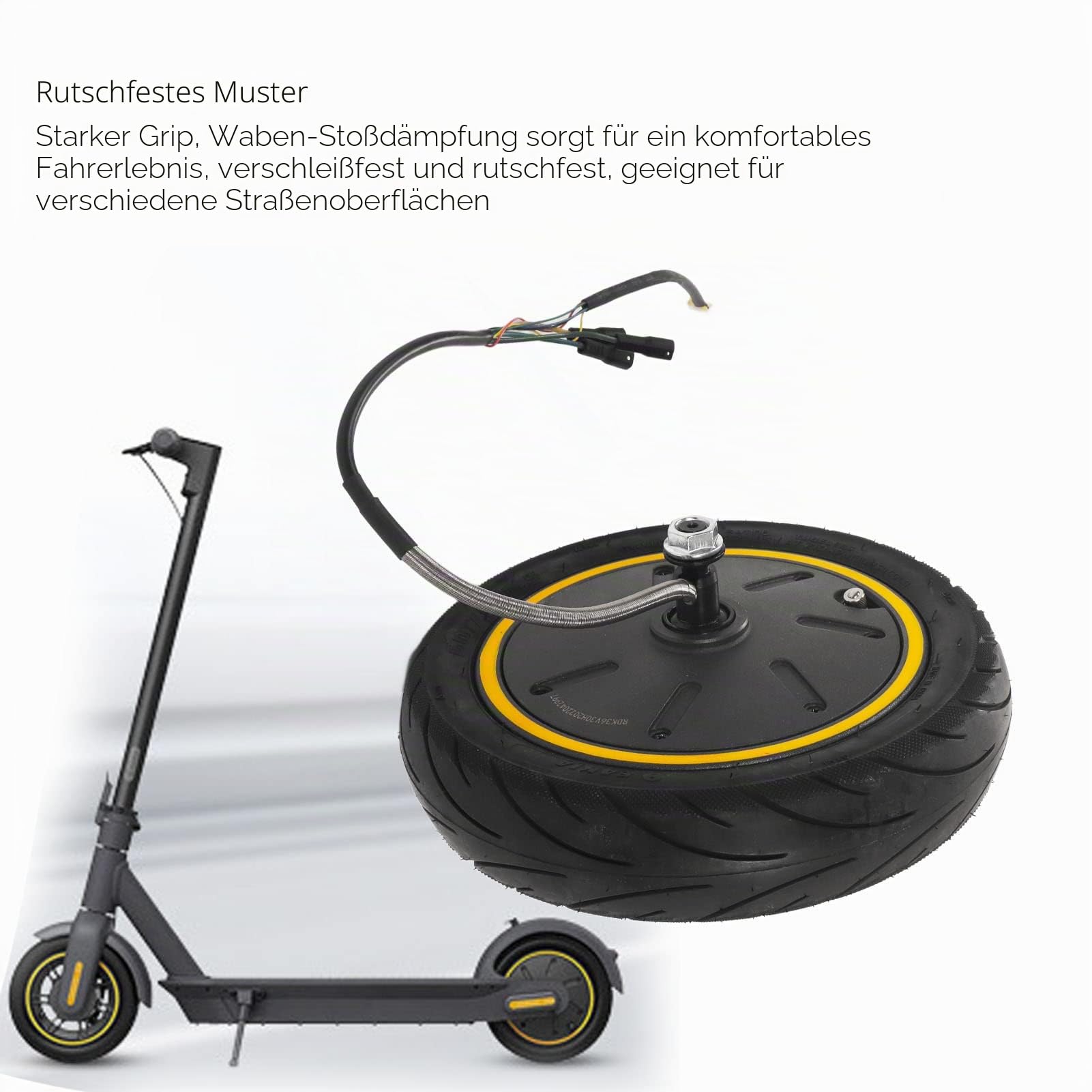 Elektro-Roller Nabenmotor, 350W Gummi-Hinterradantrieb Motor Ersatz für Ninebot MAX G30, Folding Electric Scooter Reparatur Teile, Anti-Rutsch-Nabenmotor mit höherer Drehzahl, Scooter Zubehör